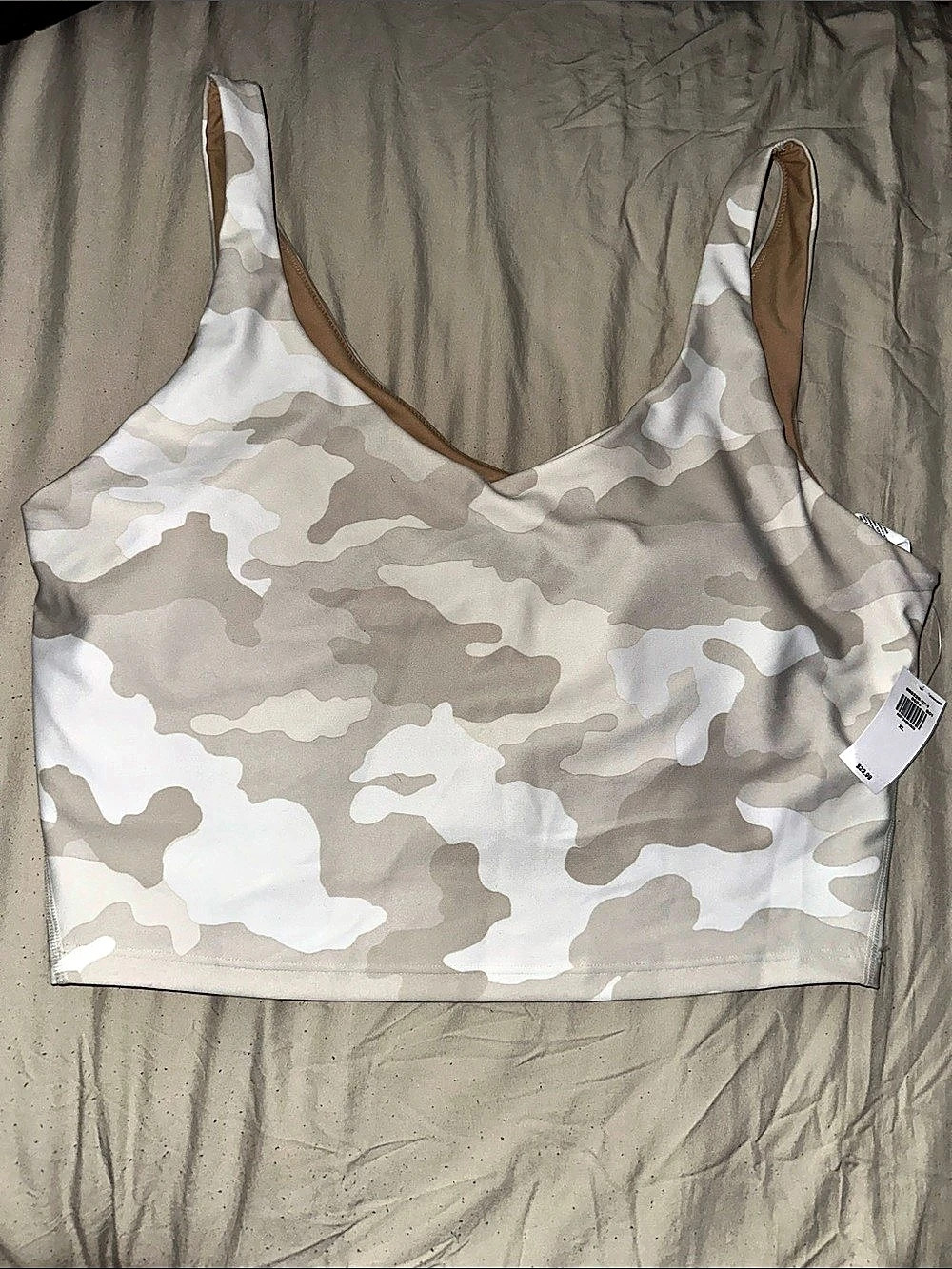Old Navy Light Support PowerSoft Longline Sports Bra Gray & White XL